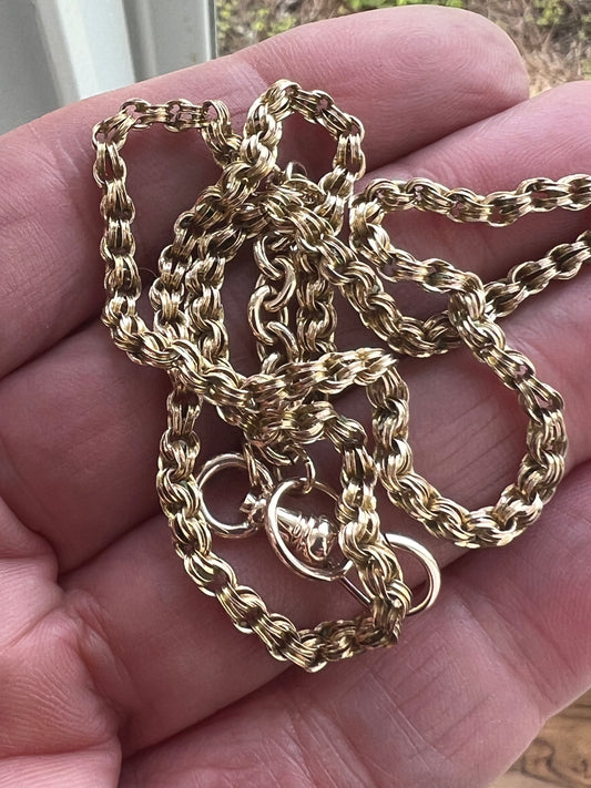 10CT Solid Yellow Gold Watch Chain Necklace 17  inches